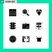 User Interface Pack of 9 Basic Solid Glyphs of rule signal search traffic crypto currency Editable element Design Elements vector