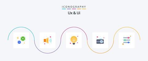 Ux And Ui Flat 5 Icon Pack Including sliders volume light options photography vector