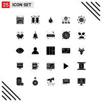 Pack of 25 Modern Solid Glyphs Signs and Symbols for Web Print Media such as globe network light folders suggestion Editable element Design Elements vector