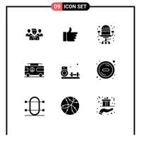 9 Creative Icons Modern Signs and Symbols of fitness hobbies chair van hippy Editable element Design Elements vector