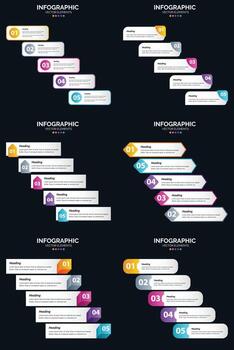 element 6 Infographics Pack Presentation slide template 5 Steps cycle diagrams and timelines vector