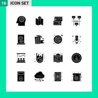 Editable element Line Pack of 16 Simple Solid Glyphs of clothes sharing direct payment internet direct Editable element Design Elements vector