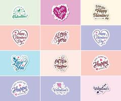 Valentine's Day A Time for Romance and Creative Graphics Stickers vector