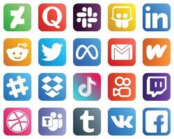 Complete Social Media Icon Pack 20 icons such as spotify wattpad twitter mail and gmail icons High quality and minimalist vector