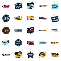 Start Now 25 Fresh Typographic Elements for a lively call to action campaign vector