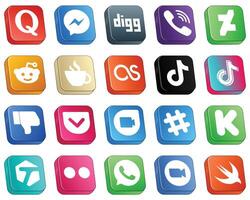 20 Professional Isometric 3D Social Media Icons such as tiktok lastfm and streaming icons High quality and creative vector