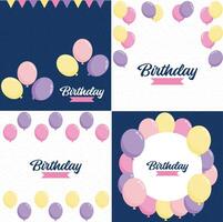Happy Birthday written in colorful handwritten script with confetti and streamers in the background vector
