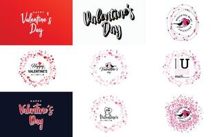 Happy Valentine's Day typography poster with handwritten calligraphy text isolated on white background element illustration vector