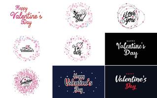 Happy Valentine's Day typography poster with handwritten calligraphy text isolated on white background element illustration vector
