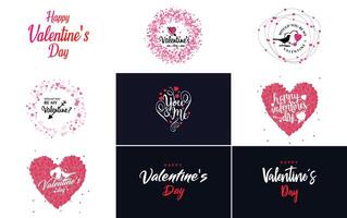 Happy Valentine's Day greeting card template with a romantic theme and a red and pink color scheme vector