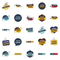 25 Versatile Typographic Banners for promoting joining across platforms vector