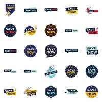Save Now 25 Unique Typographic Designs to stand out and drive savings vector