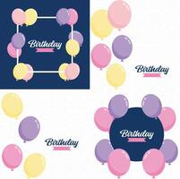 Happy Birthday text with a rainbow gradient and a geometric pattern background vector