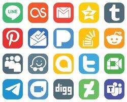 20 Versatile Social Media Icons such as myspace overflow tumblr stock and stockoverflow icons Modern Gradient Icon Set vector