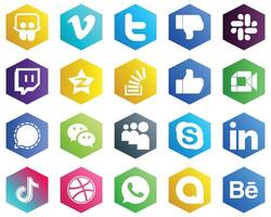 Hexagon Flat Color White Icon Pack such as facebook overflow twitch stock and stockoverflow icons 25 Elegant Icons vector