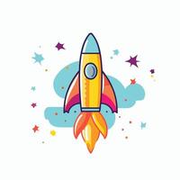Rocket launch line icon Flat illustration of rocket launch element icon for web design vector