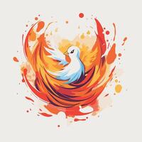 illustration of a dove on a fire background Design element vector