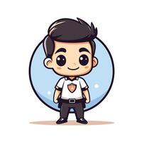Cute Boy Wearing Groom Suit Cartoon Character Design vector