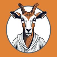Portrait of the goat in a white coat element illustration vector