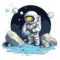 Astronaut on the background of the moon element illustration vector