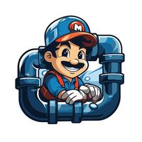 Cartoon Plumber Mascot Character in a Plumber Uniform vector