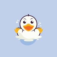 Cute cartoon duck floating on the water Illustration vector
