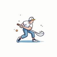Baseball player with bat and ball Flat style element illustration vector