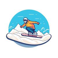 Snowboarder on a snowboard Flat style element illustration vector