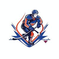 Ice hockey player with the stick and puck on ice element illustration vector
