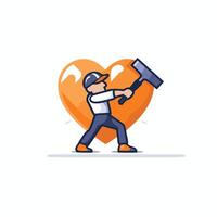 Flat design element illustration concept of man breaking heart with hammer vector