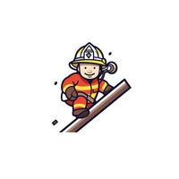 Firefighter with ladder illustration of fireman in uniform vector