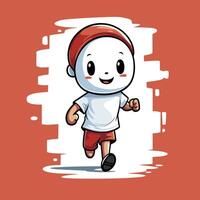 Running boy cartoon character element illustration Sport and active lifestyle concept vector