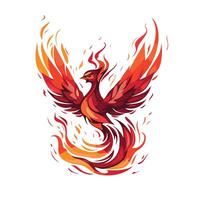 Phoenix bird in the fire illustration isolated on white background vector