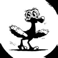 Duck black and white illustration of a cartoon duck vector