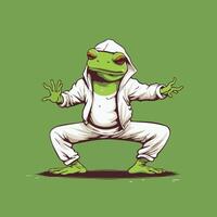 Frog in a white suit on a green background element illustration vector
