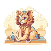 Egyptian Sphinx on the background of the map element illustration vector