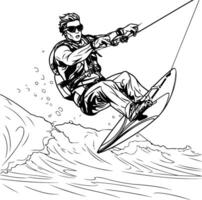 Kitesurfing in the sea sketch for your design element illustration vector