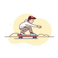 Skateboarder rides on a skateboard Flat element illustration vector