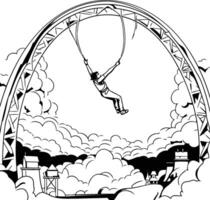 element illustration of a skydiver jumping from a ferris wheel vector