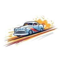 Classic american car on the road element illustration on white background vector