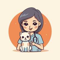 Veterinarian with cute dog element illustration in cartoon style vector
