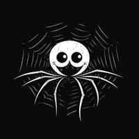 Cute cartoon spider on a web element illustration on black background vector