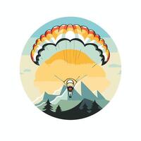 Parachutist with parachute in the mountains element illustration vector