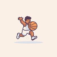 Basketball player running with ball element illustration in cartoon style vector