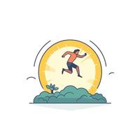 Man running on time Flat element illustration Time management concept vector