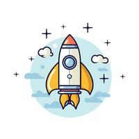 Rocket icon in flat style Start up element illustration on white background vector