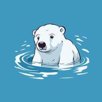 Polar bear swimming in water illustration for your design vector