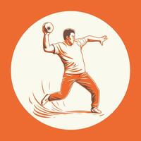 illustration of a handball player with a ball in hand vector