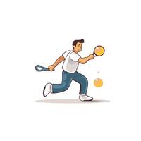 Tennis player with ball and racket element Illustration isolated on a white background vector