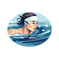 element illustration of a swimmer swimming in the pool Swimming club emblem vector